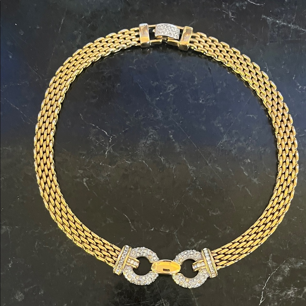 Elegant Gold and Silver toned Women's Necklace with Swarovski sparkles.